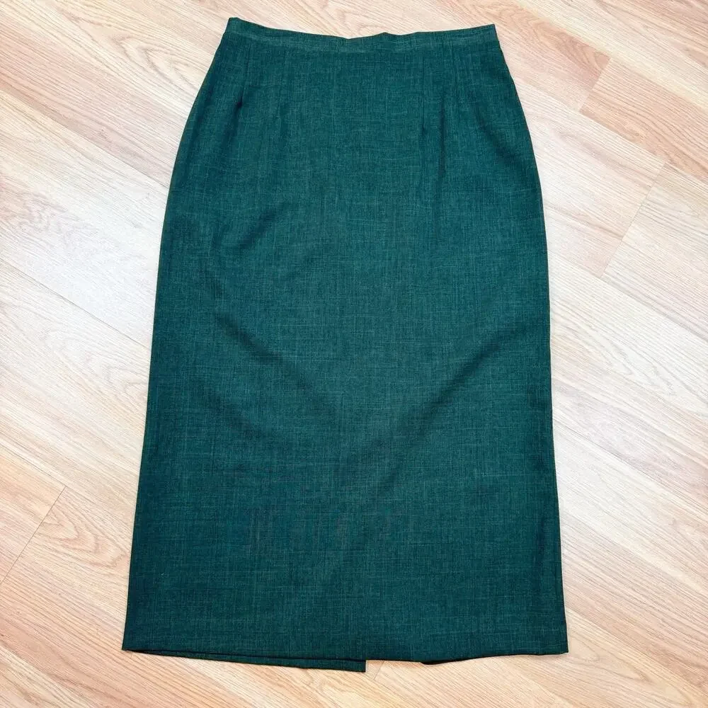 Womens Vintage Skirt Maxi Midi Green Sag Harbor 90s Size 12 Petite Dark Academia